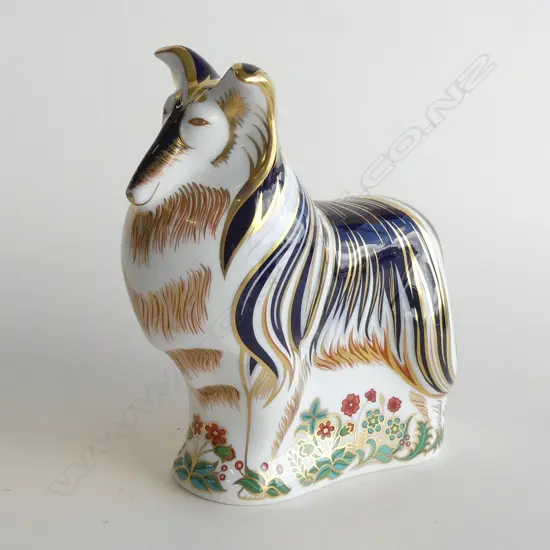 A Royal Crown Derby porcelain paperweight Rough Collie